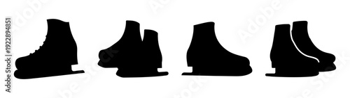 Collection of Ice Skates Silhouettes Vector Illustration