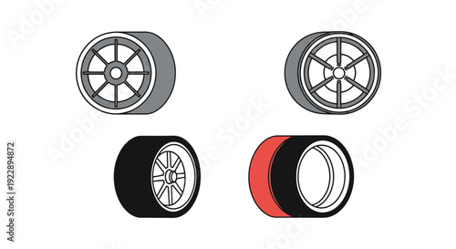 Wheel Line art soft tone color illustration modern smooth vector