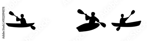 Kayakers Paddling in Sync Flat Design Vector Illustration
