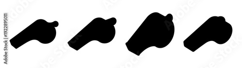 Referee Whistle Silhouettes in Various Positions Flat Design vector illustration