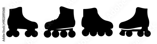 Roller Skates Silhouette Set, Flat Design Vector Illustration