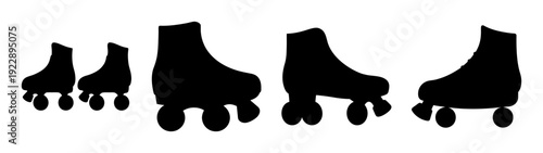Collection of Roller Skate Silhouettes in Flat Design Vector Illustration