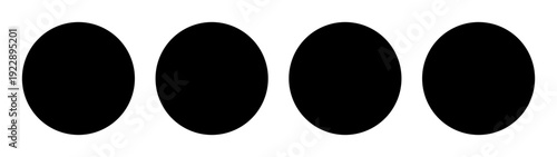 Four black snooker balls in a row flat design vector illustration