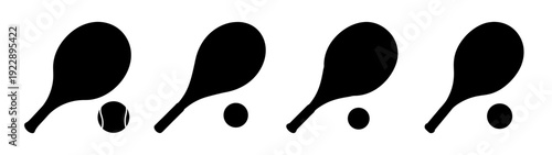 Tennis Racket and Ball Silhouettes in Flat Design Vector Illustration