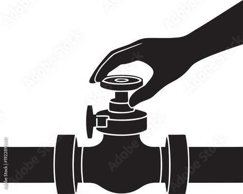 Hand turning valve on industrial pipe system