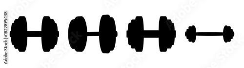 Set of Dumbbells and Barbells in Flat Design Style vector illustration