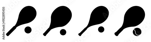 Four tennis rackets with balls isolated on white background vector illustration