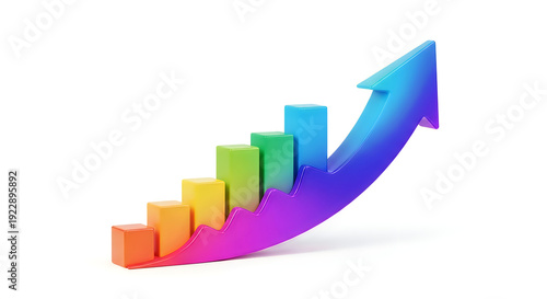3D colorful growth arrow with stacked blocks rising upward isolated on transparent background Free Download 3D colorful growth arrow with stacked blocks rising upward isolated on transparent background - GFXLoad