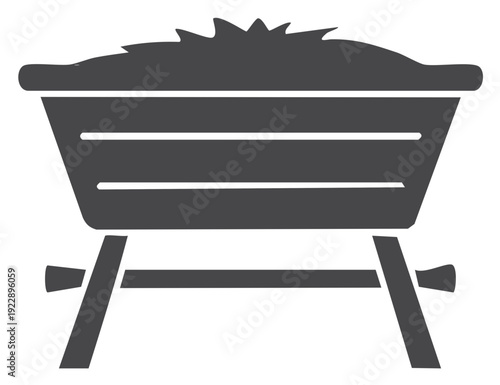 Empty Cradle With Straw Silhouette Symbol of a Biblical Nativity