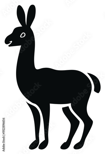 Stylized Llama Illustration Black Silhouette Andes Animal