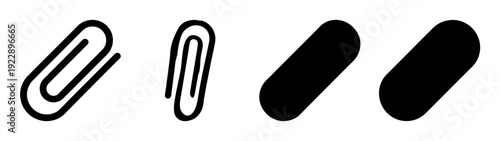 Paperclip icons set in various styles flat design vector illustration