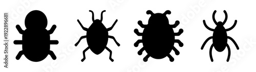 Four black ants walking in line flat design vector illustration scalable graphic