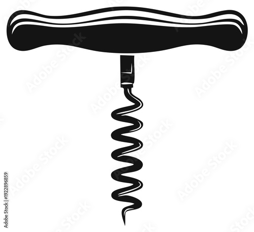 Simple black corkscrew icon vector graphic for opening wine bottles