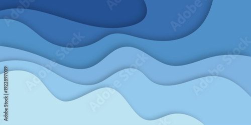 Vector blue wave layer shape zigzag concept abstract background flat design style illustration.