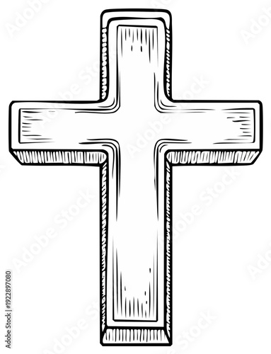 Engraved cross Christian symbol vintage religious illustration