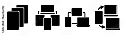 Multi Device Syncing Process Flat Design Vector Illustration