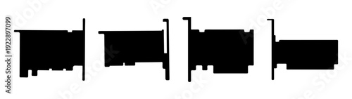 Network Card Silhouettes in Flat Design Vector Illustration