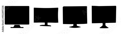 Four blank computer monitors setup vector illustration flat design isolated