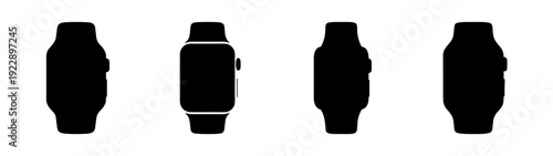 Smartwatch Silhouettes in Various Designs Flat Vector Illustration