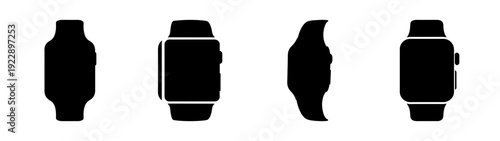 Smartwatch evolution timeline flat design vector illustration with minimalist black icons