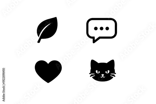 A minimalist illustration of a white cat face with glowing eyes and whiskers set against a solid black background. The simple design creates a mysterious and cute aesthetic.