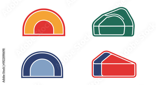 Wedges Line art colorful design concept illustration