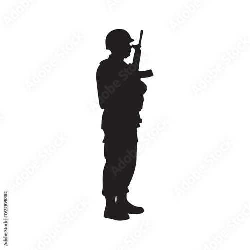 Black Soldier silhouette vector illustration on white background