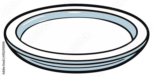 Cartoon illustration of a white plate with blue and black outlines