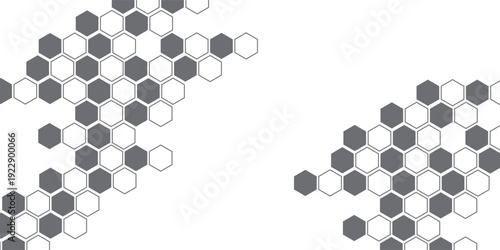 Black and whitte hexagon, honeycomb design element shapes pattern background