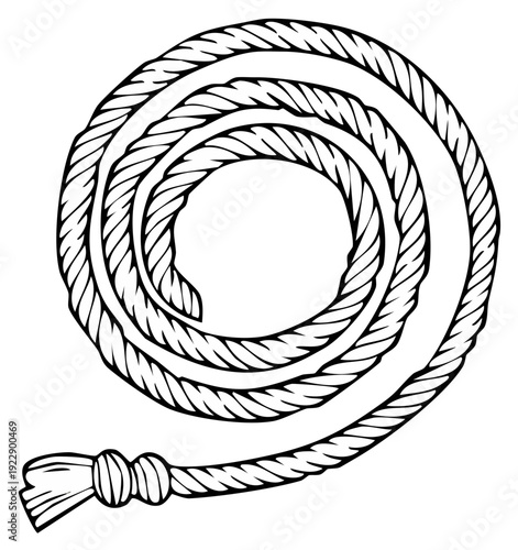 Coiled Rope Illustration for Knot Tying Guide or Nautical Decoration