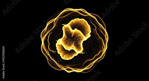 Glowing yellow energy vortex on a black background
