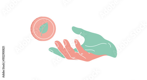 Hand Catching Coin in Simple Illustration.