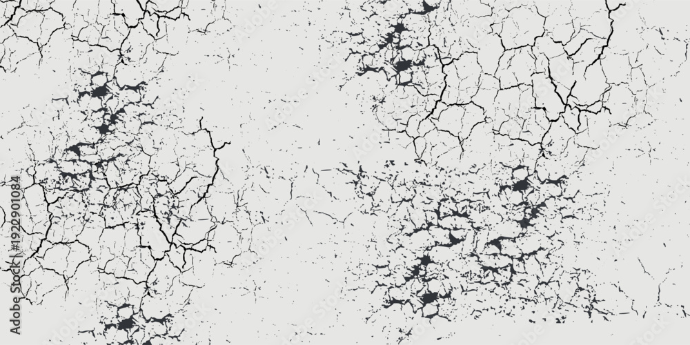 Fototapeta premium old cracked black on white painted background. Simple eartquake effect suit for cramic or wallpaper