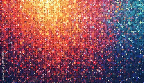 Abstract colorful background with bright Christmas star patterns and shiny holiday glitter sparkles on a blue winter night backdrop illustration