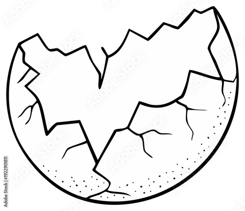 Fragile cracked eggshell with delicate lines and textured surface, representing birth or new beginnings
