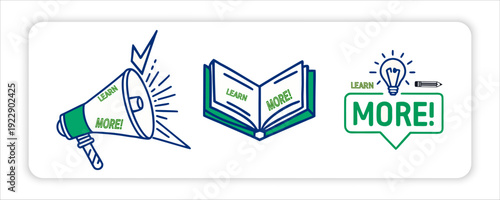 Academic, Light Bulb Icons, Megaphone Open Book, Abstract Concept, Productivity, Educational Icons, Announcements