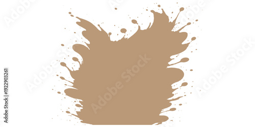 Vector illustration of a coffee and chocolate liquid splash design featuring ink splat textures and grunge paint drips on a black silhouette element