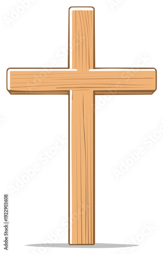 Illustrated Wooden Cross for Religious Symbolism