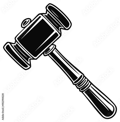 Black and White Graphic of a Gavel Illustration