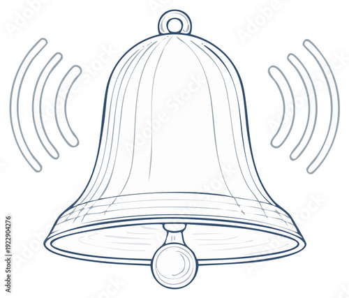 Outline illustration of a ringing bell, vintage design concept.