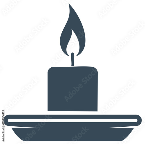 Candle Illustration with Flame in Holder Simple Symbolic Graphic Design Symbol Silhouette