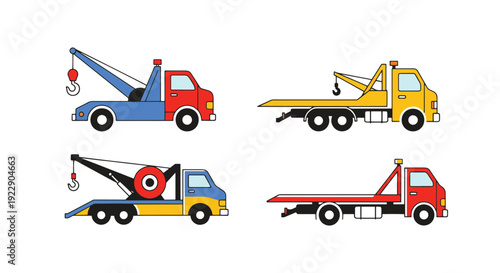 Tow Truck Line art contemporary color design vector