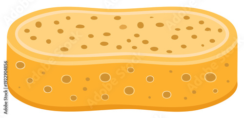 Yellow porous household cleaning sponge icon for washing dishes or body care vector graphic