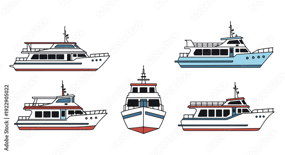 Fototapeta premium Tourist Boat Line modern abstract art vector