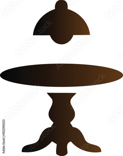 Brown table with a cloche cover on top for food presentation in a restaurant setting with elegant tableware  high quality illustration