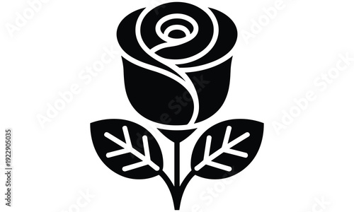 Elegant black and white rose graphic illustration symbolizing beauty and simplicity in a minimalist design perfect for various creative projects and applications.
