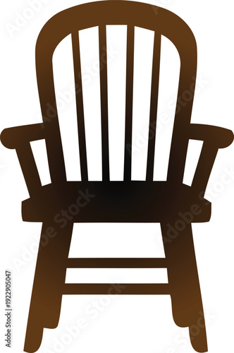 Brown wooden Adirondack chair with slats and armrests isolated on transparent background