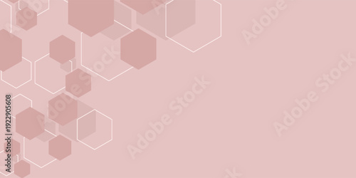 Hexagon pink box for beauty product display background. Simple design. Over colored design