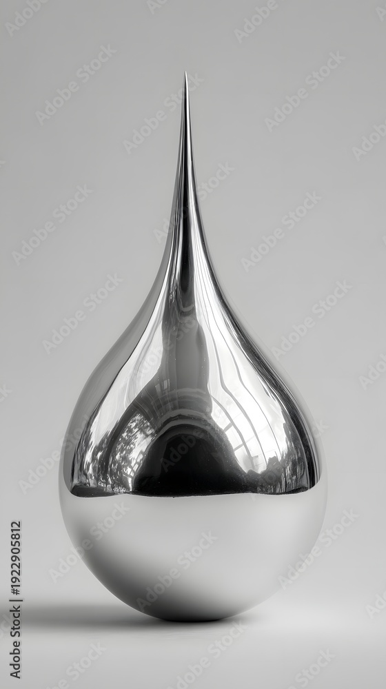 Fototapeta premium A sleek, polished metal sculpture with a teardrop shape and a pointed top