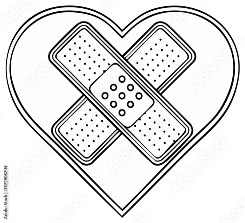 Heart with crossed bandages, illustration, medical concept